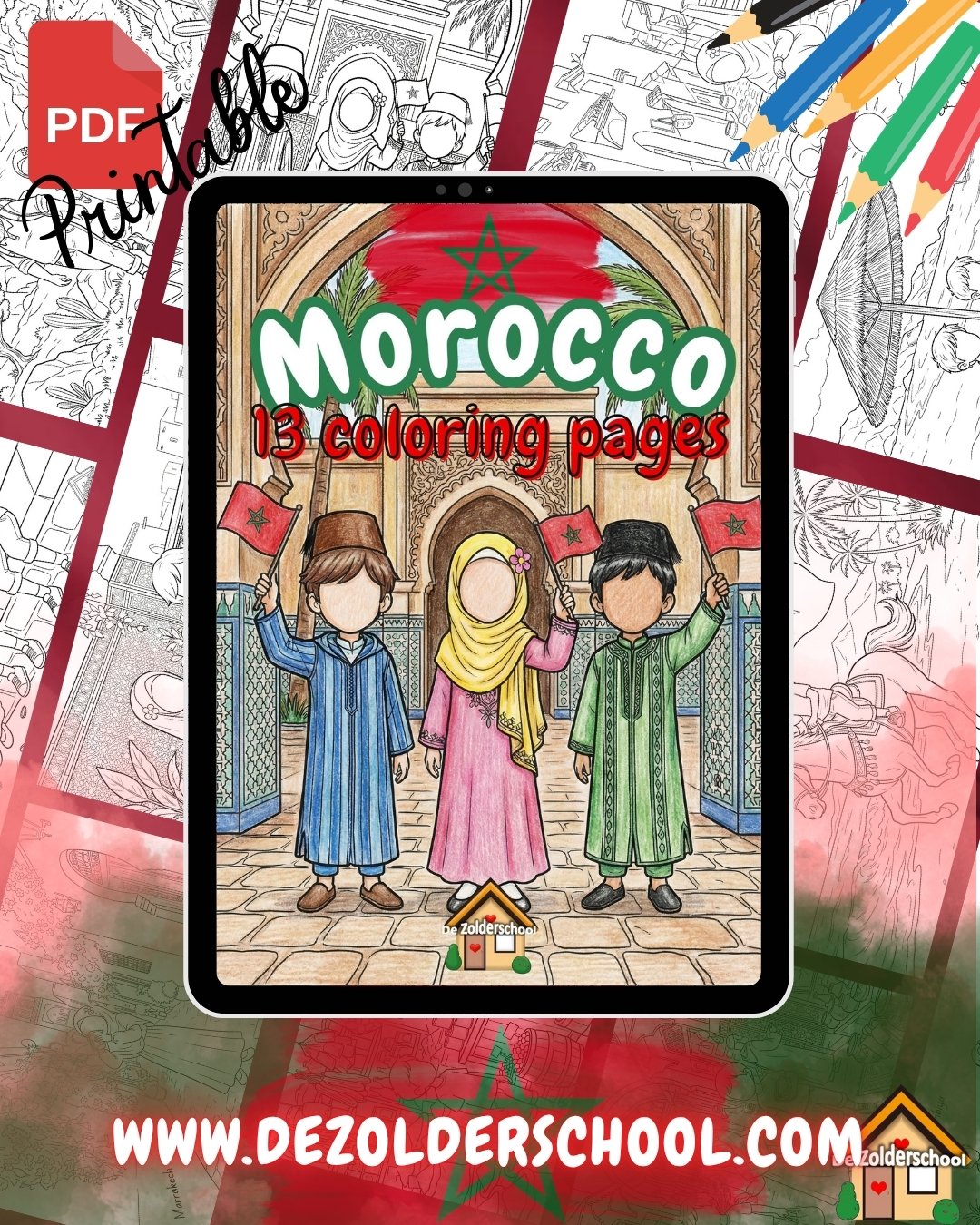 Morocco Coloring Pages PDF – 13 Printable Coloring Pages for Kids